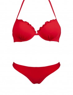 Bikini frou frou rosso composto da super push up e brasiliana senza cuciture beatriz