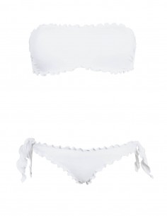 Bikini frou frou bianco composto da fascia  e slip o brasiliana con lacci