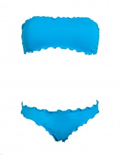 Bikini frou frou azzurro cielo composto da fascia  e slip o brasiliana senza lacci