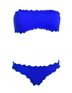 Bikini frou frou blue oltremare composto da fascia  e slip o brasiliana senza lacci