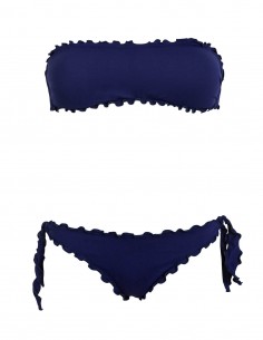 Bikini frou frou blue navy composto da fascia  e slip o brasiliana con lacci