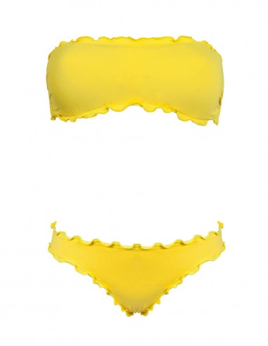 Bikini frou frou giallo composto da fascia  e slip o brasiliana senza lacci