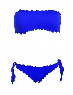 Bikini frou frou blue oltremare composto da fascia  e slip o brasiliana con lacci