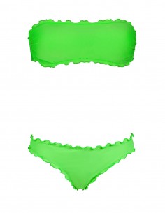 Bikini frou frou verde fluo composto da fascia  e slip o brasiliana senza lacci