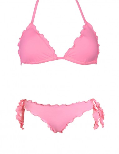 Bikini frou frou rosa composto da triangolo frou frou e slip o brasiliana con lacci