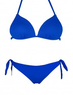 Bikini triangolo push up bianco con slip o brasiliana fiocchi blue oltremare