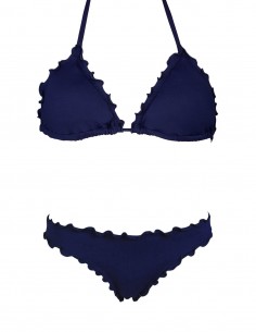 Bikini frou frou blue navy composto da triangolo e slip o brasiliana senza lacci