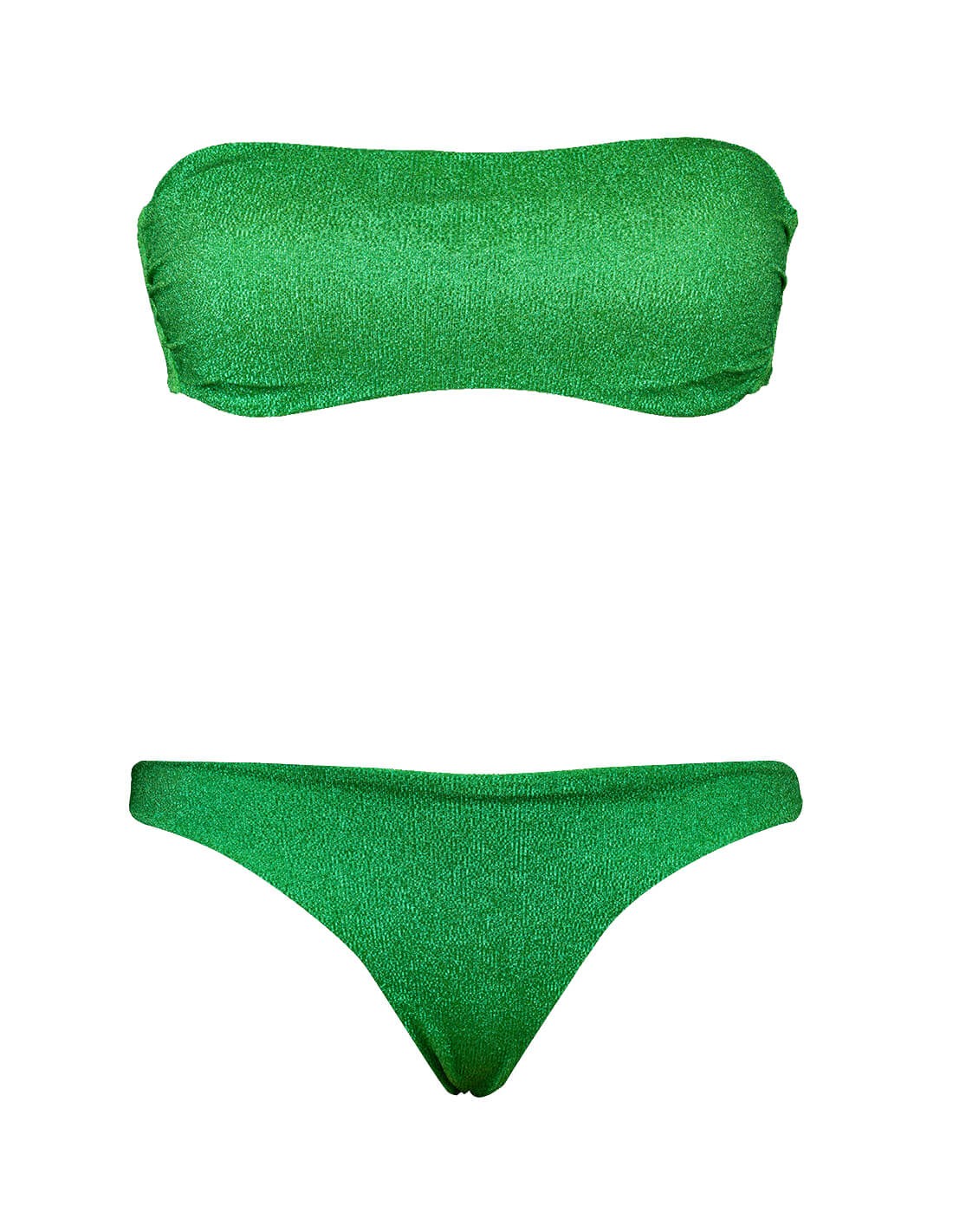 Bikini lamè fascia con brasiliana o slip | Verde
