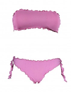 Bikini frou frou rosa antico composto da fascia  e slip o brasiliana con lacci