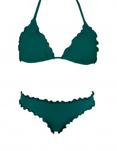 Bikini frou frou verde quercia composto da triangolo e slip o brasiliana senza lacci