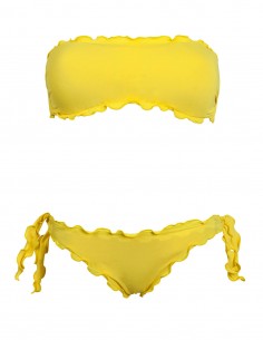 Bikini frou frou giallo composto da fascia  e slip o brasiliana con lacci