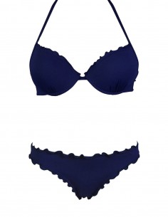 Bikini frou frou blue navy composto da super push up con fiocchi e slip o brasiliana senza lacci