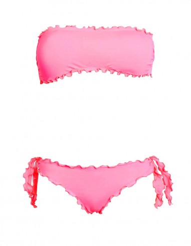 Bikini fascia frou frou con slip o brasiliana  fiocchi | Rosa