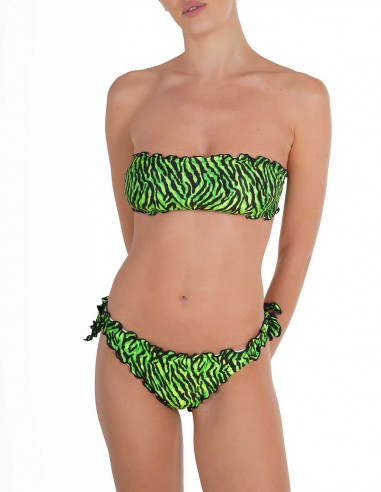 Bikini fascia frou frou con slip o brasiliana | Zebrato Verde