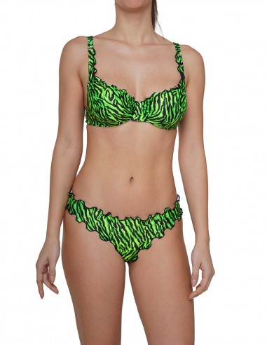 Bikini Reggiseno balconcino con ferretto con slip chiuso frou frou Giada | Zebrato Verde