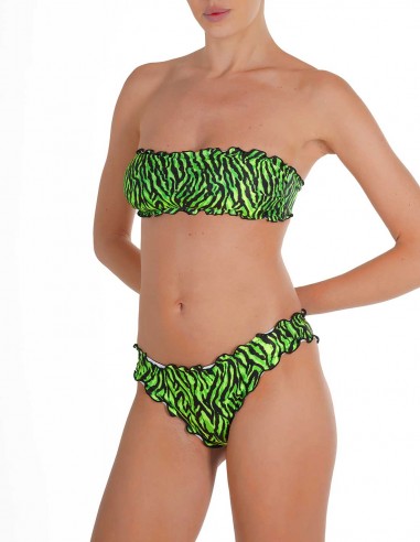 Bikini fascia frou frou con slip o brasiliana | Zebrato Verde