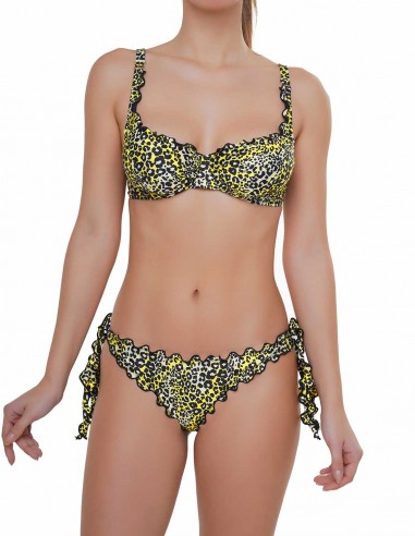Bikini Reggiseno balconcino con ferretto con slip o brasiliana | Maculatino sfondo giallo