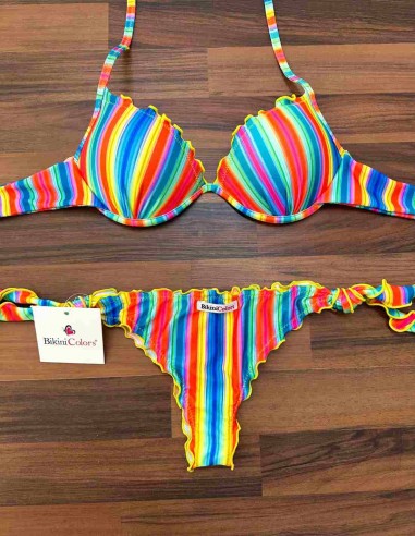 Bikini super push up frou frou con slip o brasiliana | Multicolor